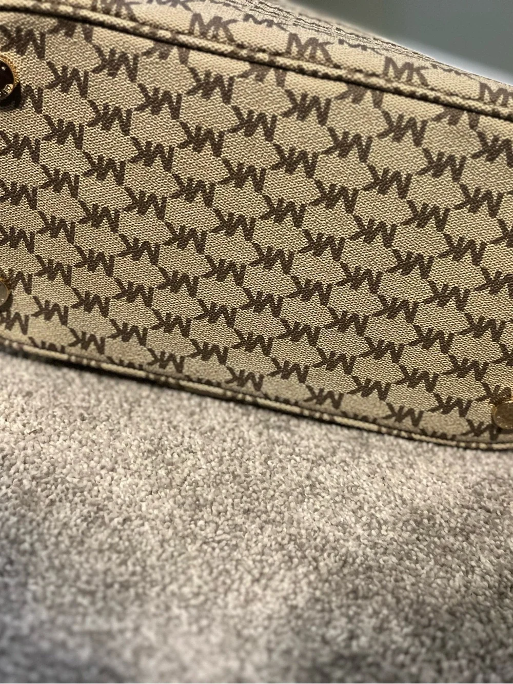 Michael Kors Beige MK Logo Tote with Tan Straps